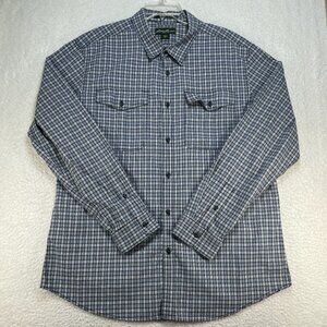 Eddie Bauer Shirt Mens Sz XL Blue Plaid Classic Fit Heavyweight Cotton Blend